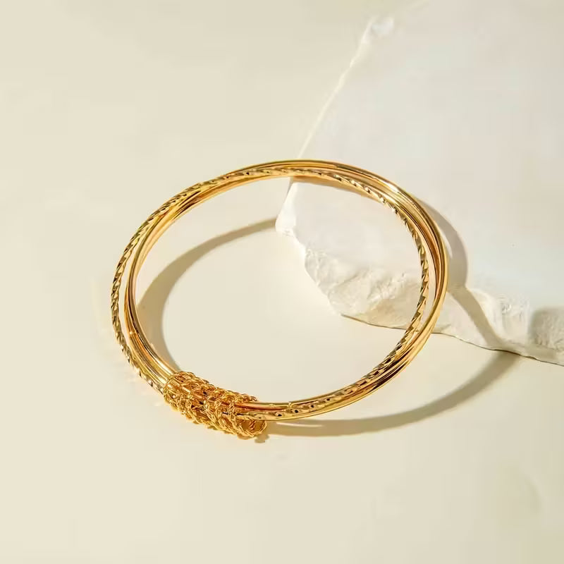 5-Piece Set, Minimalist Geometric Round Shiny Alloy Retro Trendy Women's Open Knot Design Jewerly Set